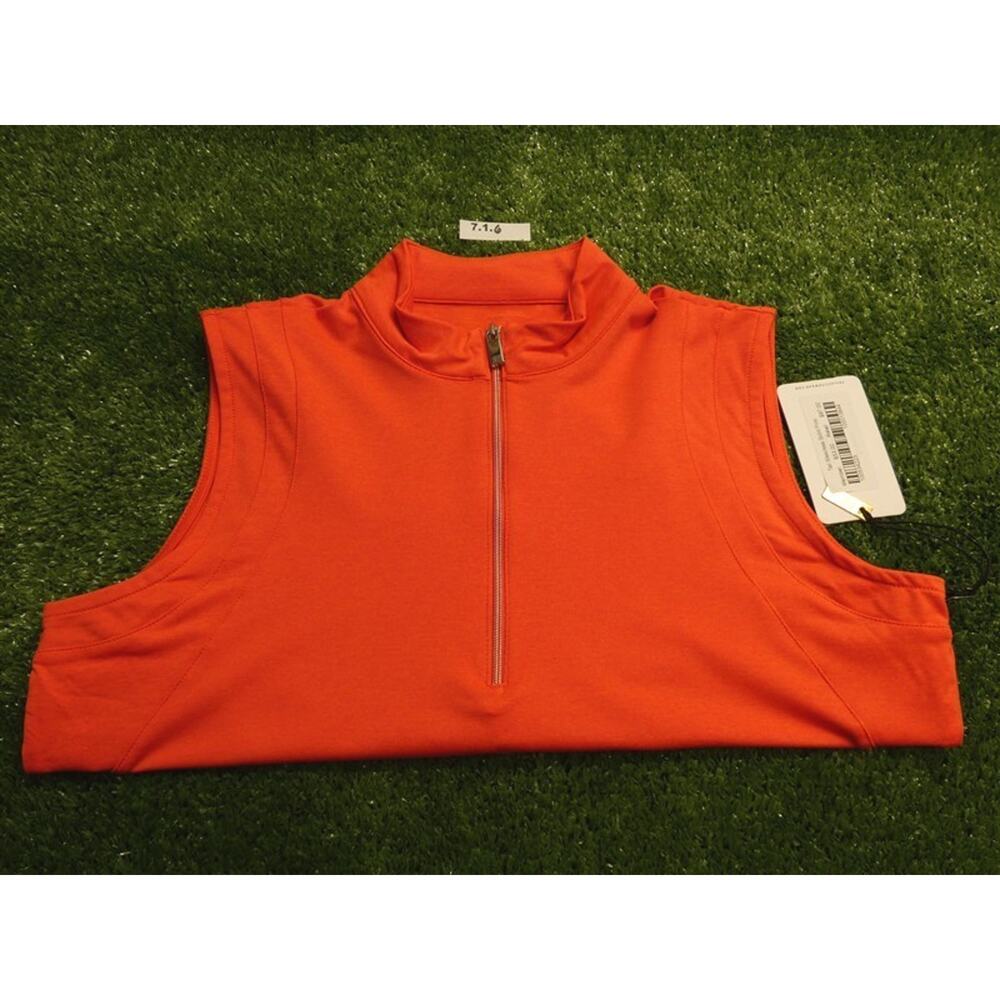TAIL Womens Knox Mock Neck Sleeveless Golf Shirt Paprika Red Small